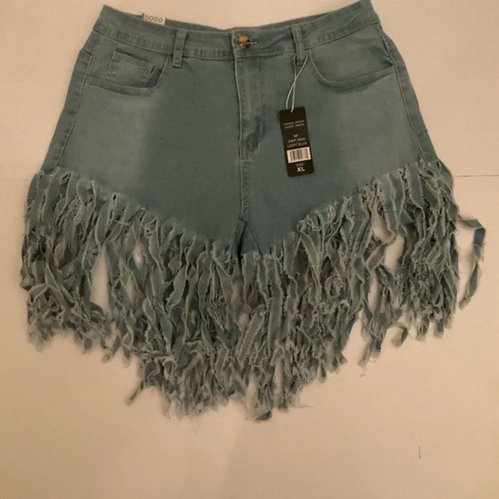 Fringe Jean Shorts - Picture 1 of 5